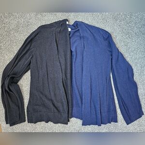 Two Lightweight Knit Open Cardigans Old Navy Black & Blue Large